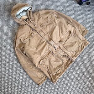 Vintage Outdoor Life Canvas Field Jacket Hooded Tan Brown Men’s XL Carhartt Like